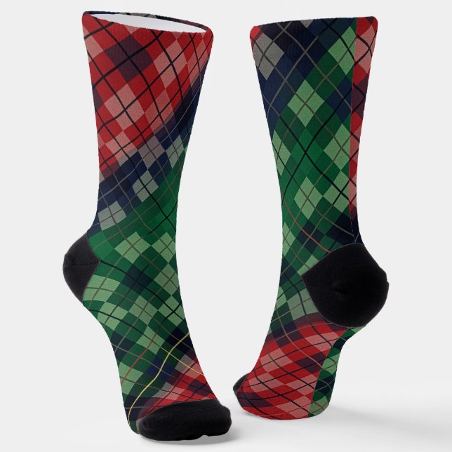 Calcetines Multicolored PNW Grunge Plaid Design (Angular)