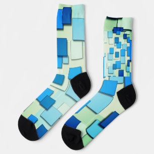 Calcetines Multisombras de diseño geométrico de Blue Square