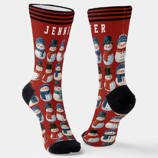 Calcetines Muñeco de Nieve Bonito Navidad Personalizada Roja
