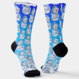 Calcetines Muñeco de Nieve de Invierno con Sombrero Azul y Bu