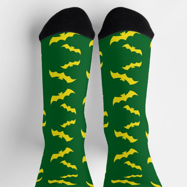 Calcetines Murciélagos amarillos voladores de Halloween (Arriba)
