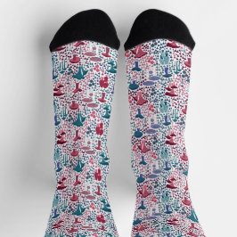 Calcetines Mushroom magenta retro