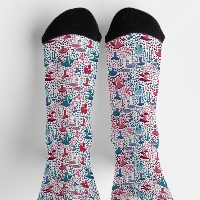 Calcetines Mushroom magenta retro (Arriba)