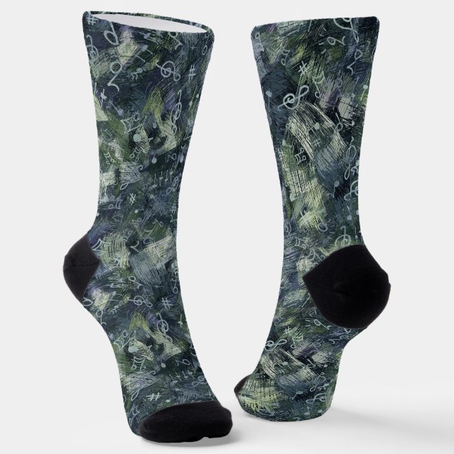 Calcetines Music Treble Clef and Notes Resumen Pattern (Angular)