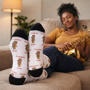 Calcetines Música del Equipo de Gato Kawaii Tocando Saxofón