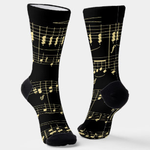Calcetines Música dorada en negro