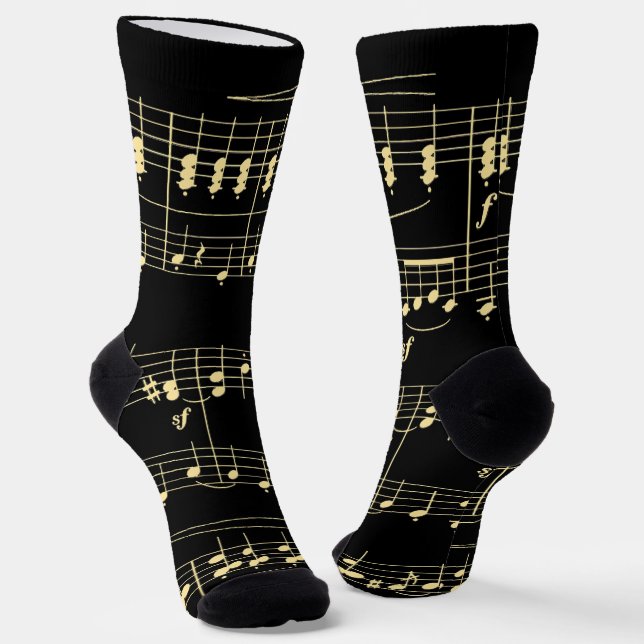 Calcetines Música dorada en negro (Angular)