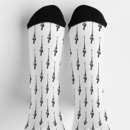 Calcetines Música Motif Melding Treble Clef Black and White