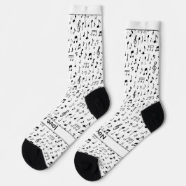 Calcetines Musical notes, your text in black and white