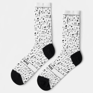 Calcetines Musical notes, your text in black and white
