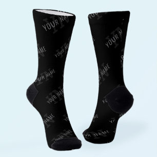 Calcetines Muy oscuro gris y patrón de nombre de monograma ne