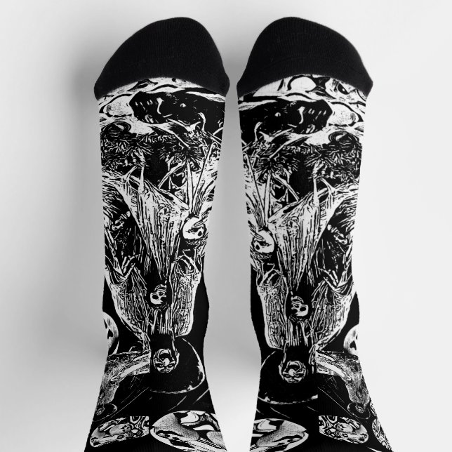 Calcetines My Super Halloween black and white (Arriba)