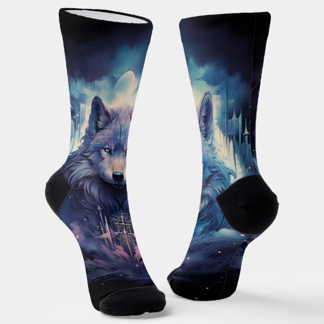 Calcetines Mystic Moon Wolf Guardian (Angular)