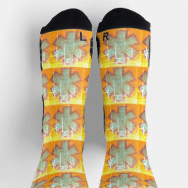 Calcetines naranja amarillo aqua "Star of Life" Ems calcetine