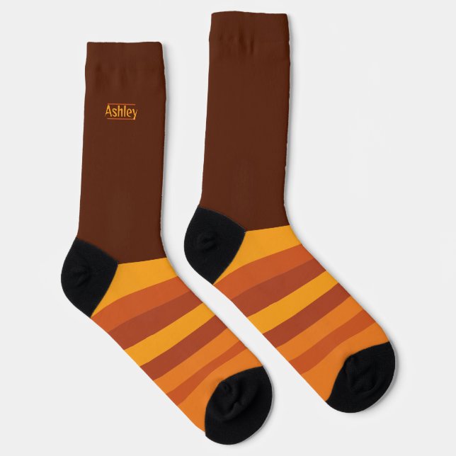 Calcetines Naranja amarillo brillante de Halloween secretamen (Derecha)