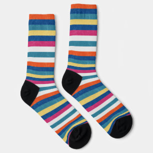 Calcetines Naranja de frambuesa azul Estampado blanco amarill