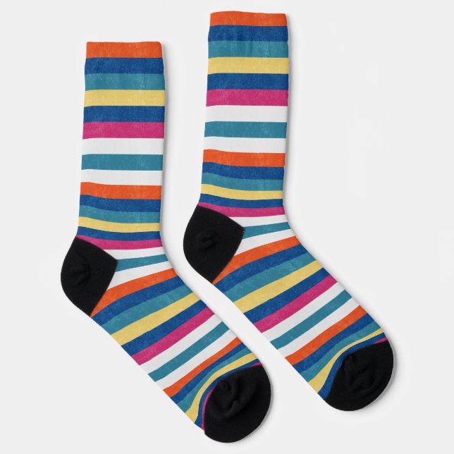 Calcetines Naranja de frambuesa azul Estampado blanco amarill (Derecha)
