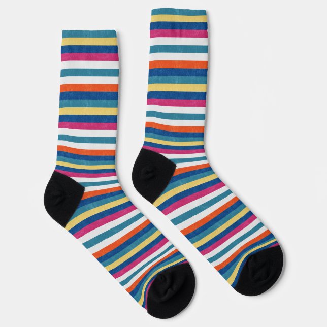 Calcetines Naranja de frambuesa azul Estampado blanco amarill (Derecha)