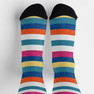 Calcetines Naranja de frambuesa azul Estampado blanco amarill