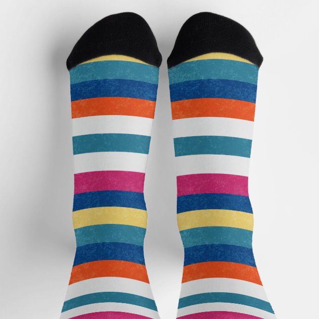 Calcetines Naranja de frambuesa azul Estampado blanco amarill (Arriba)