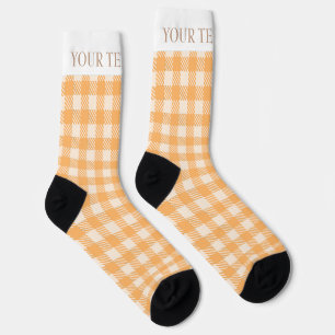 Calcetines Naranja de melocotón divertido gingham prepaid pla