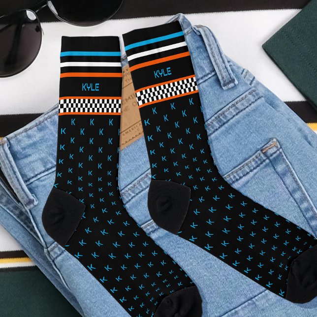 Calcetines Naranja de nombres de monograma del Personalizado  (Subido por el creador)