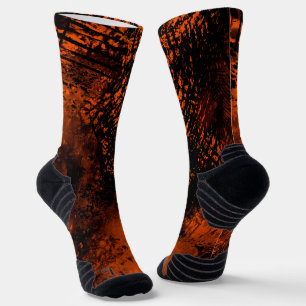 Calcetines Naranja del efecto de salpicadura de pintura y neg