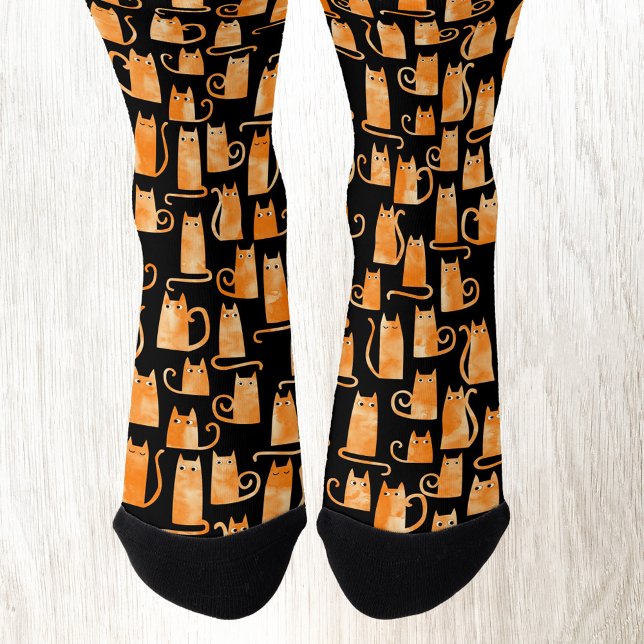Calcetines Naranja divertido Ginger Cat (Fun orange ginger cat socks for animal and pet lovers.  Ideal for Halloween too!)