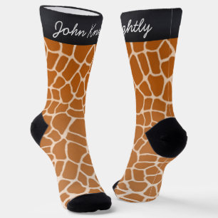 Calcetines Naranja Giraffe Spots Fun Animal Print Personaliza