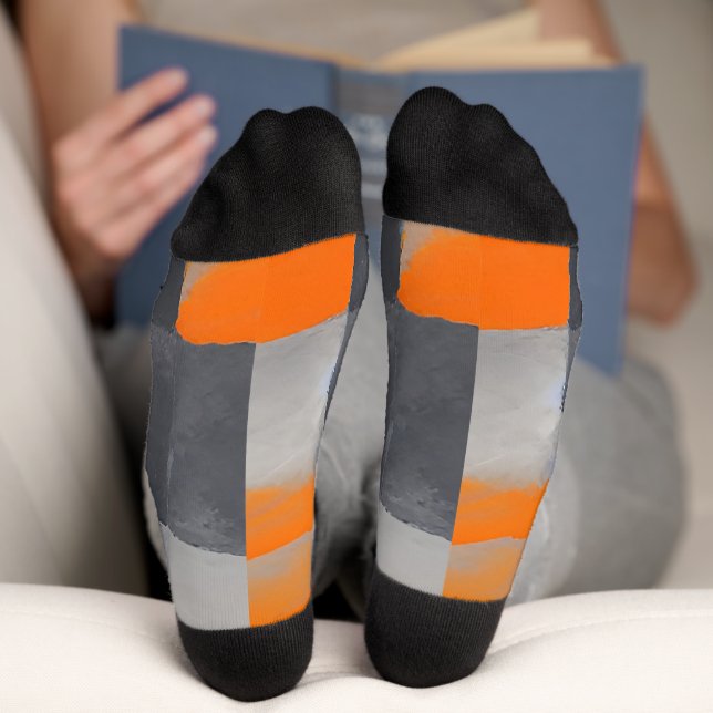 Calcetines Naranja Gray Plaid Checkered (Abajo)