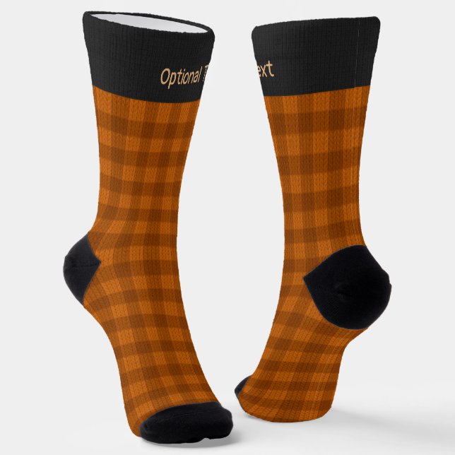 Calcetines Naranja quemado con placa - Patrón de comprobación (Angular)