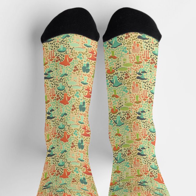 Calcetines Naranja Retro Mushroom (Arriba)