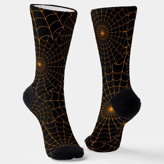 Calcetines Naranja Spiderwebs Halloween (Angular)