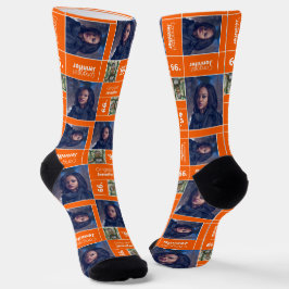 Calcetines Naranja Square Photo Graduation Clase de año Socks