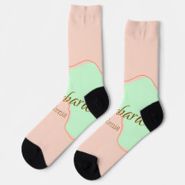 Calcetines Naranja verde pastel boho añadir el nombre lugar e
