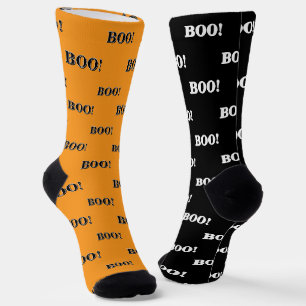 Calcetines Naranja y negro de Halloween Boo