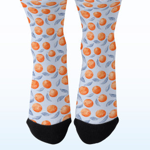 Calcetines Naranjas cítricas acuarela Mediterráneo Azul Pálid
