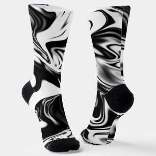Calcetines "Natación cósmica: Elegancia de mármol blanco y ne