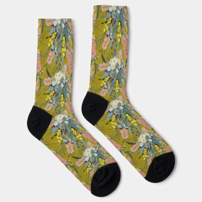 Calcetines Nativo australiano Bush florece amarillo con mosta (Derecha)