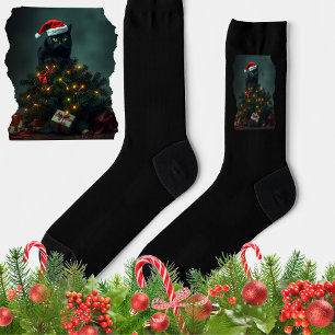 Calcetines Navidad caótica y divertida con gatos