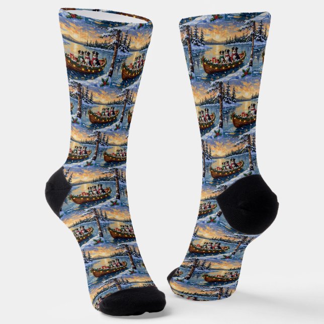 Calcetines Navidad con Barco Pastor Australiano Fiesta (Angular)