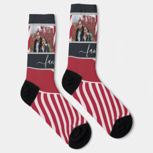 Calcetines Navidad con dos fotos familiares personalizadas