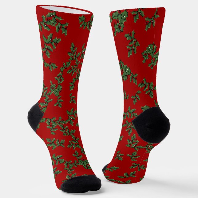 Calcetines Navidad de Acebo y Bayas (Angular)