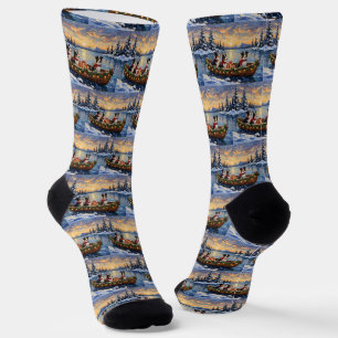 Calcetines Navidad de Border Collie en Barco