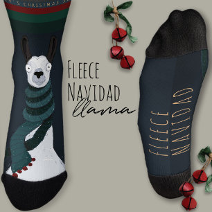 Calcetines Navidad de Felpa Divertida “Fleece Navidad” Llama 