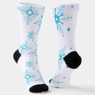 Calcetines Navidad de invierno azul copos de nieve caprichoso