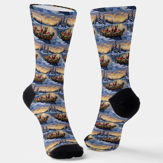 Calcetines Navidad en Barco con Australian Terrier (Angular)