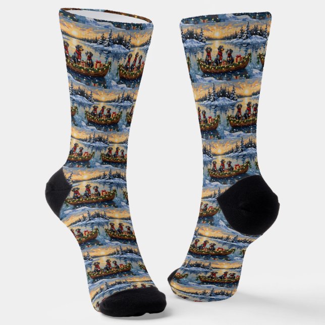 Calcetines Navidad en Barco con Bluetick Coonhound Fiesta (Angular)