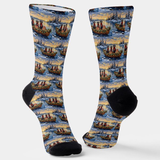 Calcetines Navidad en Barco con Weimaraner (Angular)