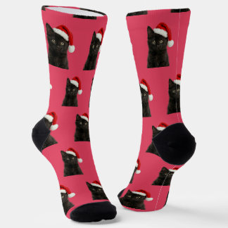 Calcetines Navidad Gato Gatito Negro Personalizado